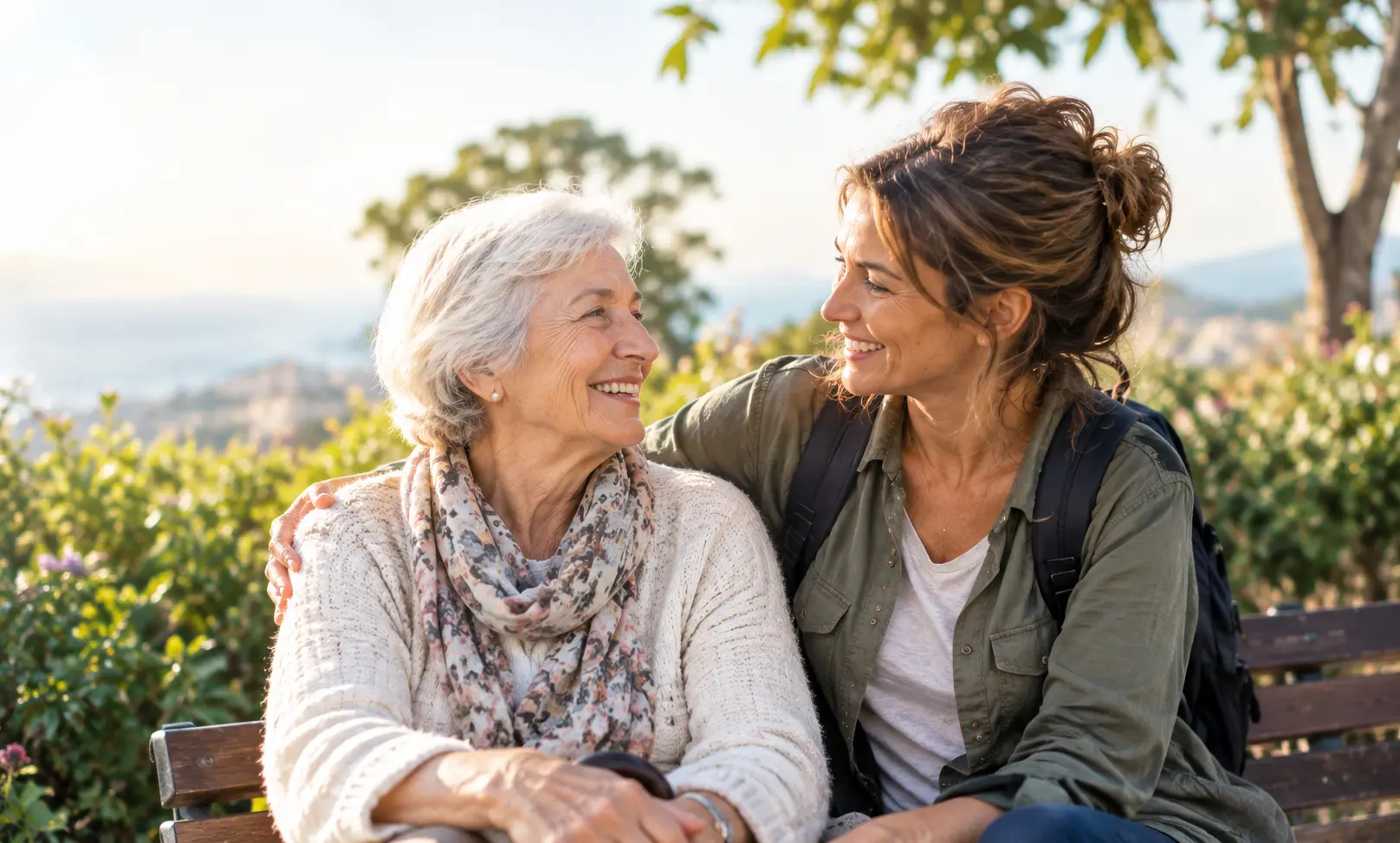 Compañeras en un jardín soleado
